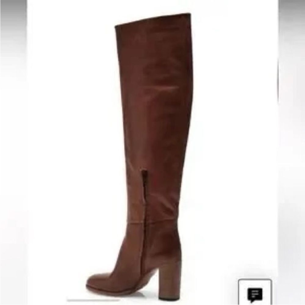 New Free People Dakota Taupe Brown Leather Over-The-Knee Tall Boots Eu 37 Us 7